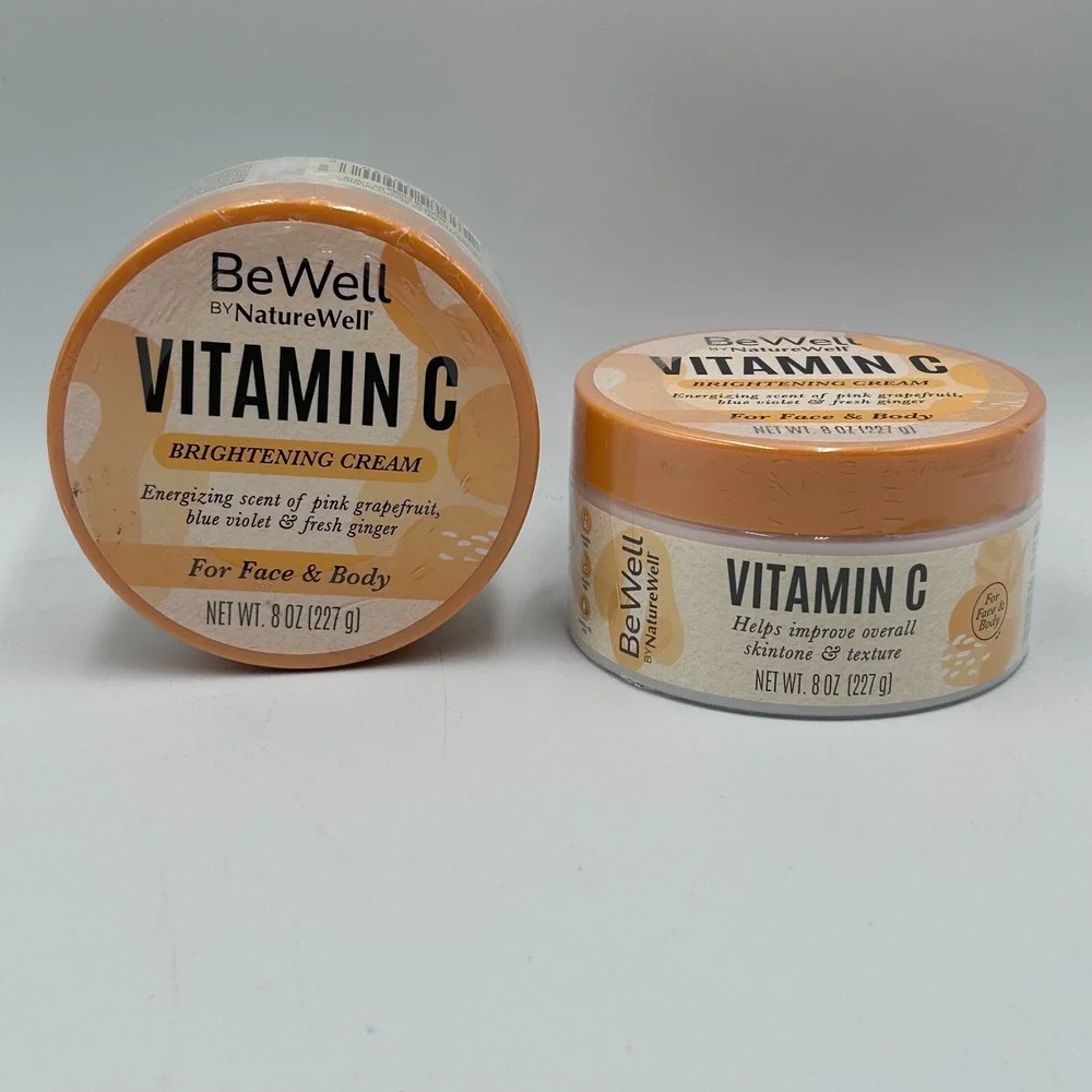 Pack of 2 BeWell Vitamin C Brightening‎ Face & Body Cream By NatureWell 8oz Each